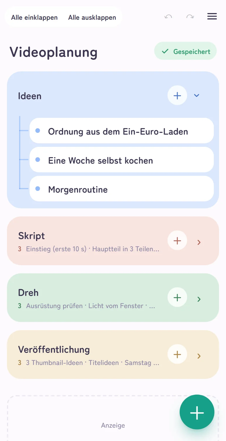 Eine Karte für die Videoplanung