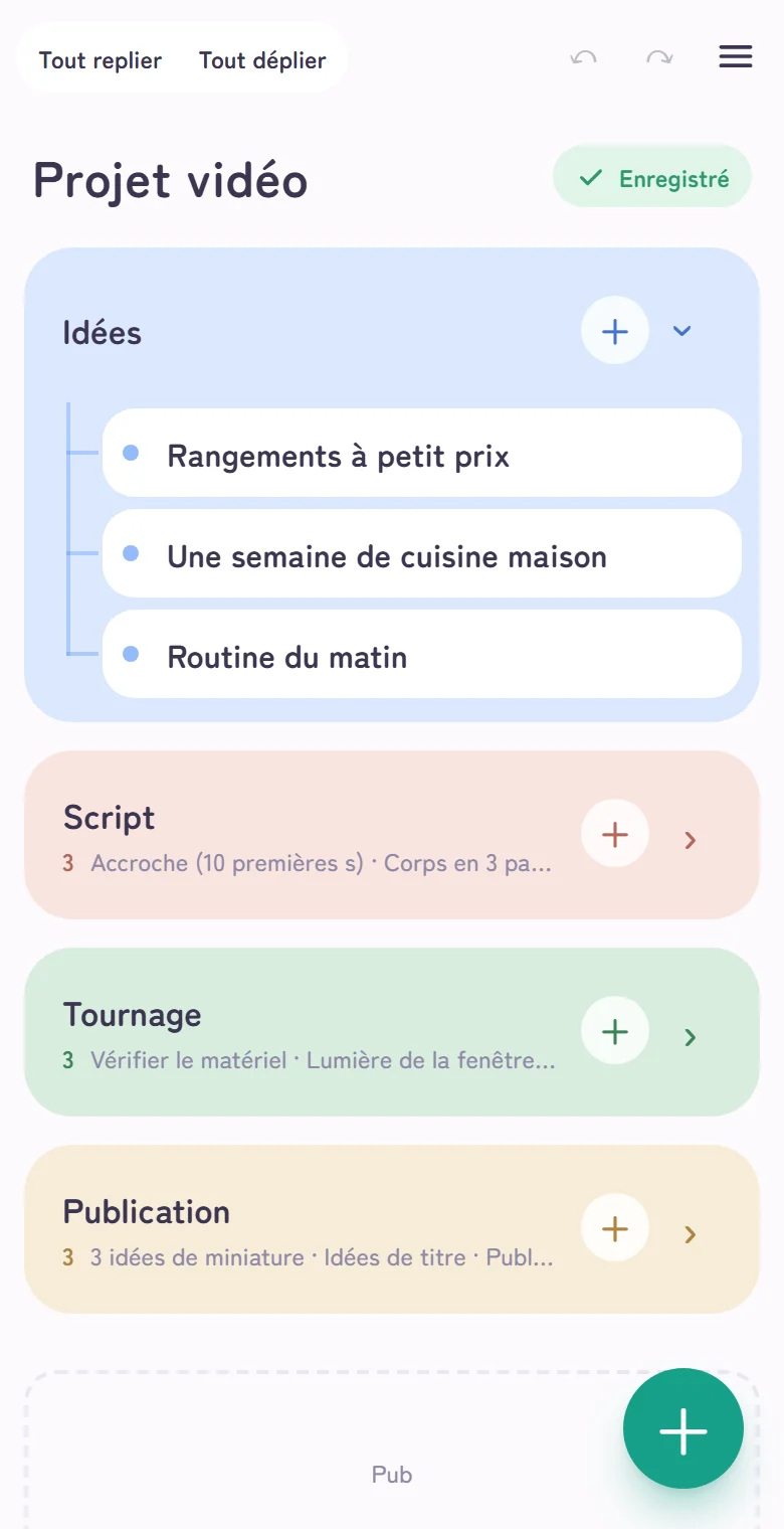 Une carte pour préparer une vidéo