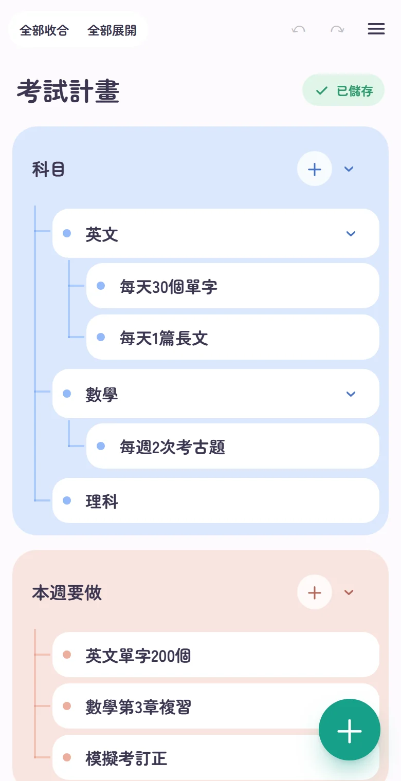 考試計畫的地圖
